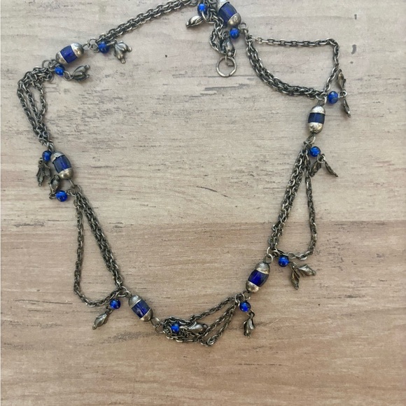 Vintage Blue and Silver Necklace - Picture 2 of 5